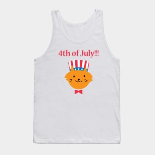 4th of July Superstar Cat in Hat and Bow Tie Tank Top